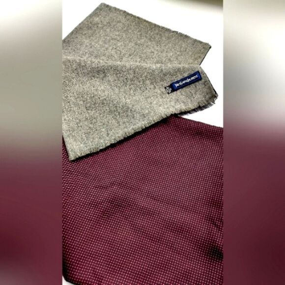 YSL Yves Saint Laurent Paris France Vintage Long Fringe Silk Wool Formal Scarf - Picture 10 of 13